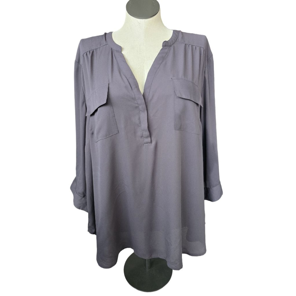 Women's TORRID Gray V-Neck Georgette Blouse Plus Size 4X
